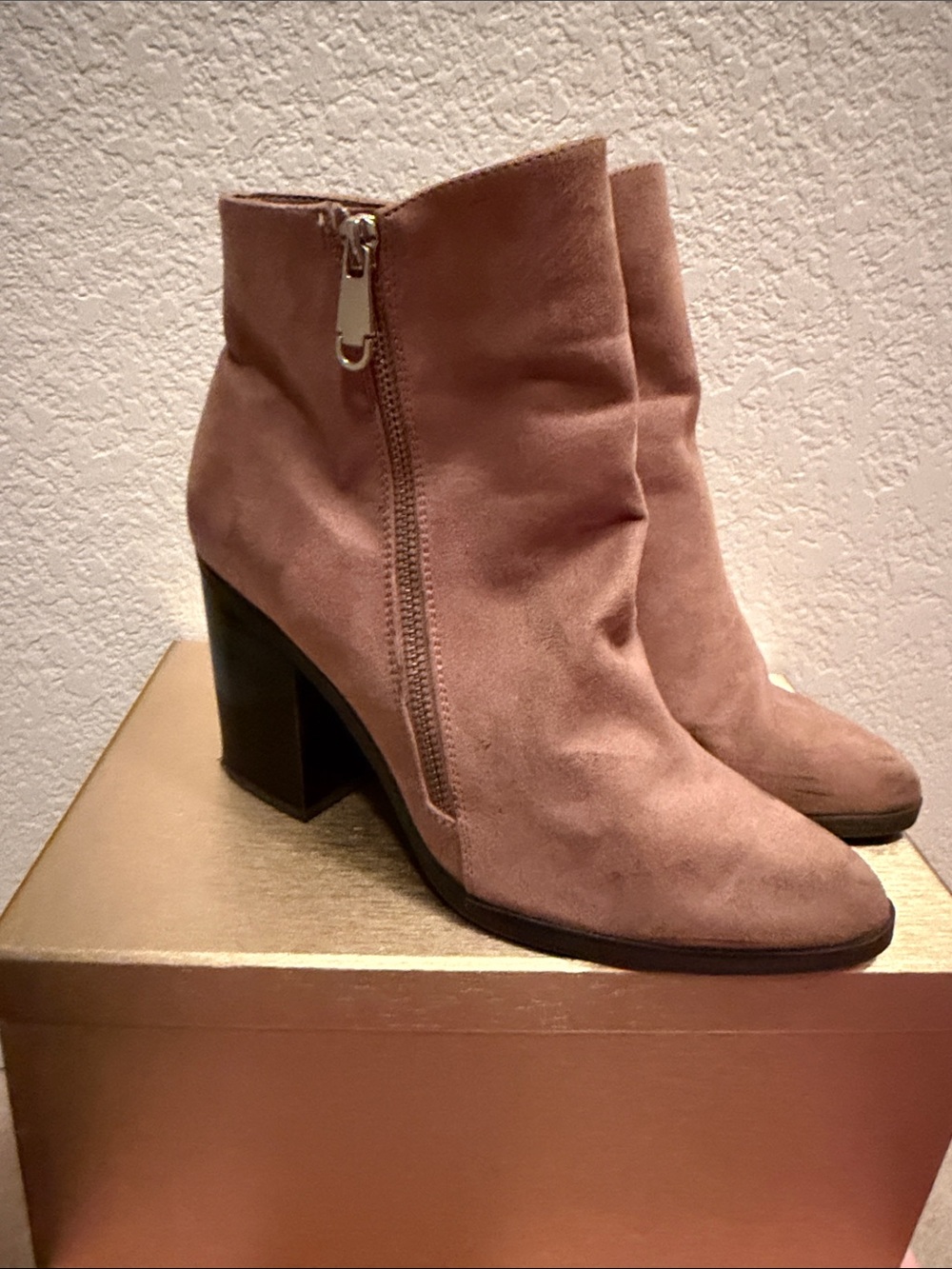 Call It Spring Blush Suede Side-Zip Ankle Boots